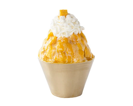 Mango bingsoo Korean shaved ice dessert at Snowy Village Pacific Ave, Saskatoon