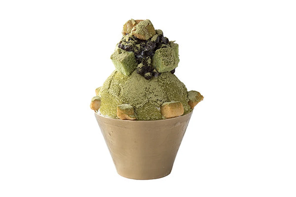 Matcha bingsoo Korean shaved ice dessert at Snowy Village in downtown Saskatoon